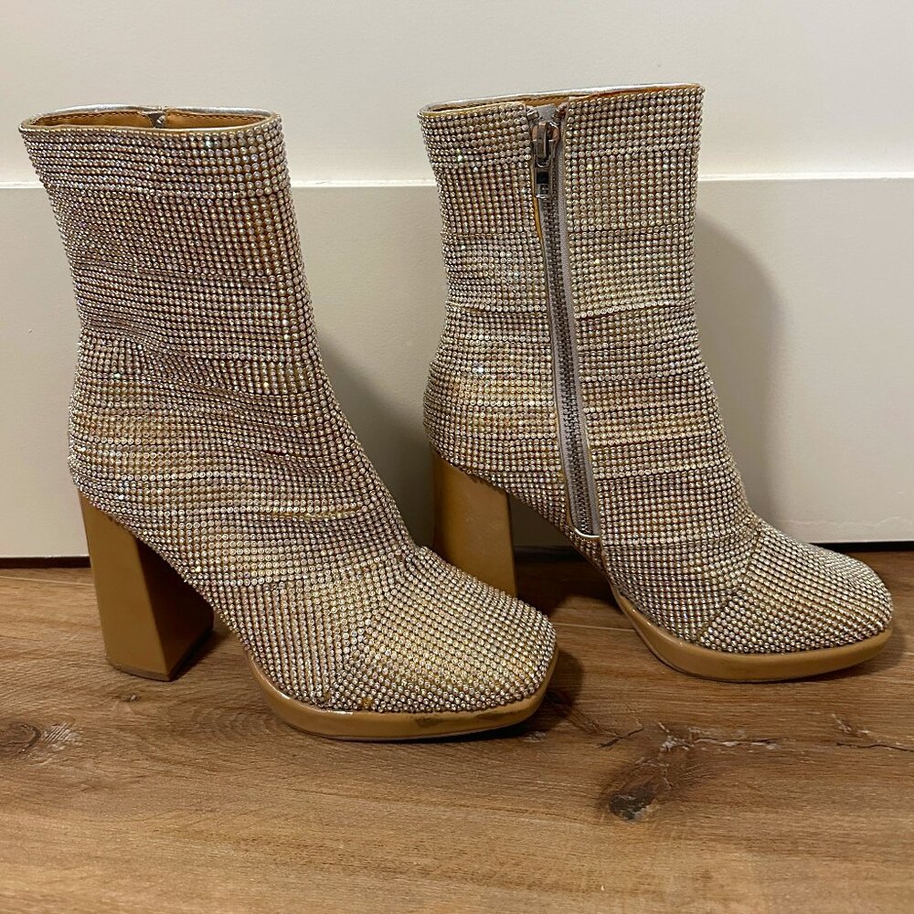Sparkly Rhinestone Ankle Boots